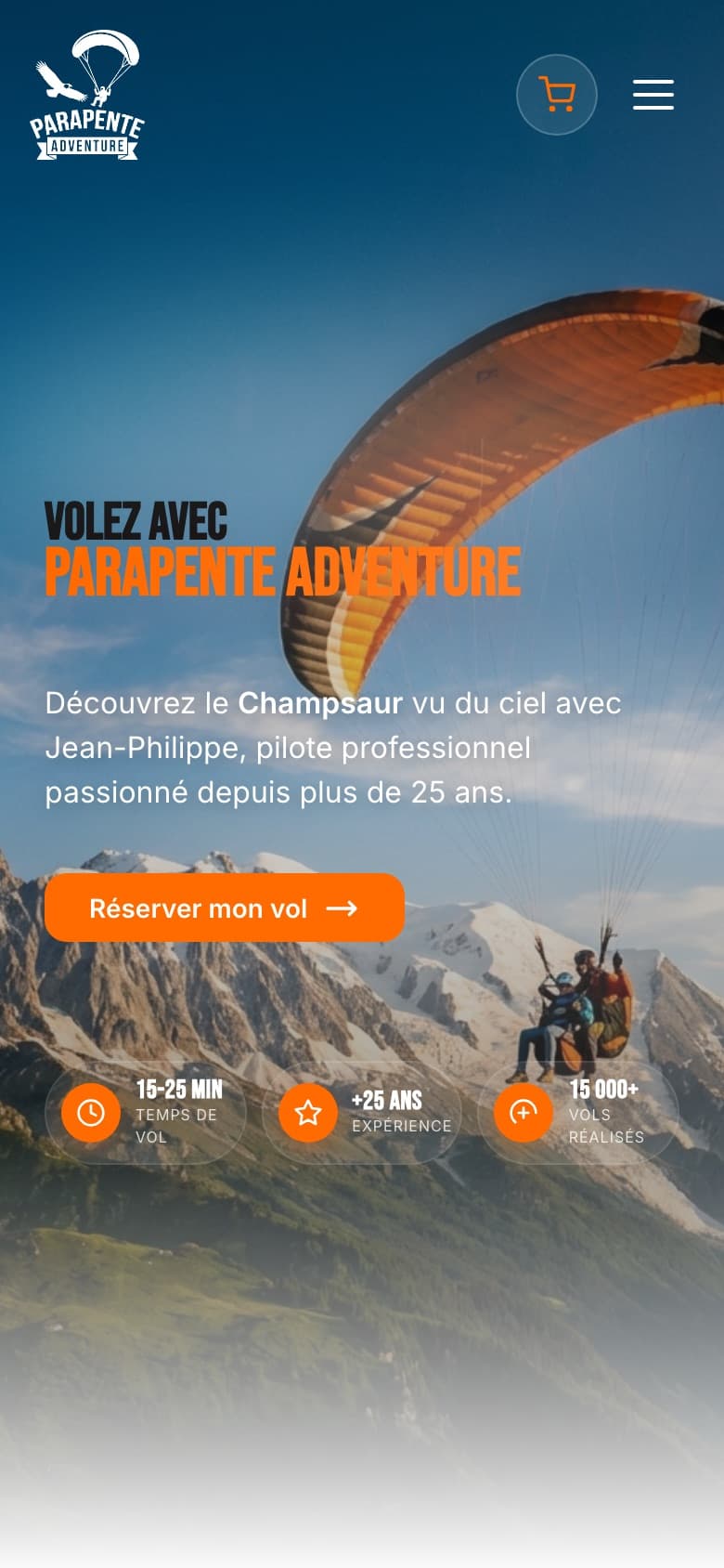 Le site JP Parapente 05 sur mobile