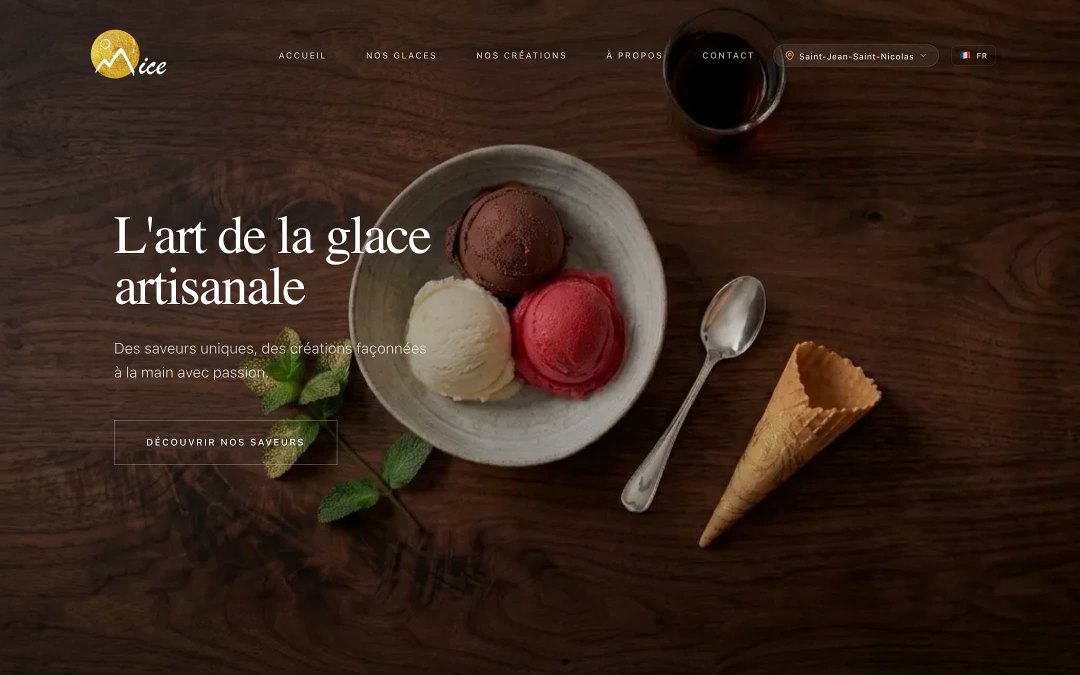 Page d’accueil du site M'Ice